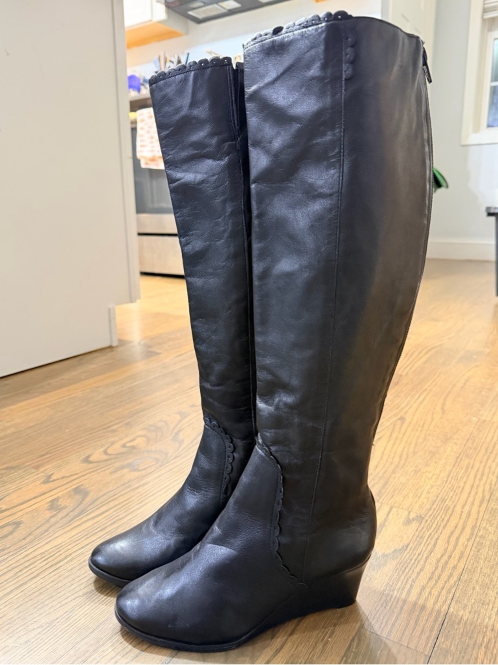Jack Rogers Classic Black Knee-High Wedge Boots - Women